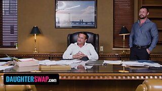 Daughter Swap – Hot Teen Dixie Lynn’s First Day On The Job Turns Into Hardcore Foursome With Her Boss
