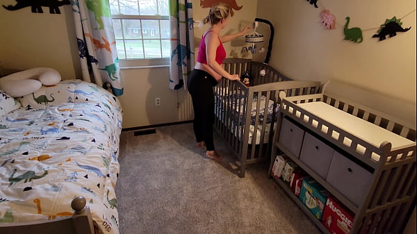 Pregnant step Mom gets stuck in crib and son has to come help her get out