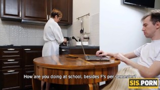 SISPORN. Boring dinner ends for blonde and her stepbro with awesome sex