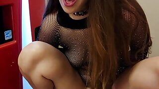 Public Dildo Fuck by Hotel Vending Machine in Lingerie and Heels! I had so much fun and almost got caught!