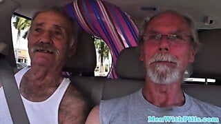 Teenage babe jerks oldman cock before fucking