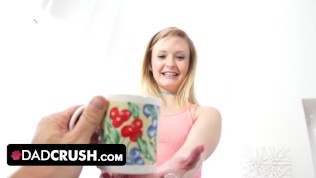 Dad Crush – Sexy Pale Blonde Rewards Stepdad With Passionate Blowjob And Swallows His Huge Load
