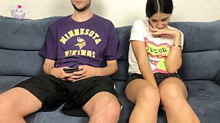 Step Sister Spotted Step Brothers Big Dick Through Shorts And Couldn’t Resist! Mutual Handjob Orgasm