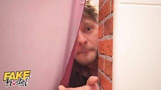 Fake Hostel Backpacker Fucks Redhead Landlady and Her Petite Maid