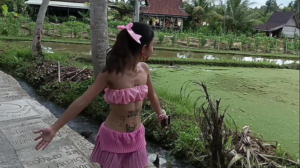 First careful anal sex after picking her up from the middle of rice fields