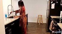 Dave Foxx is going to get fucked hard if she doesn’t cover up instead she wears a night gown in the kitchen her tits poke out and this turns on her man.