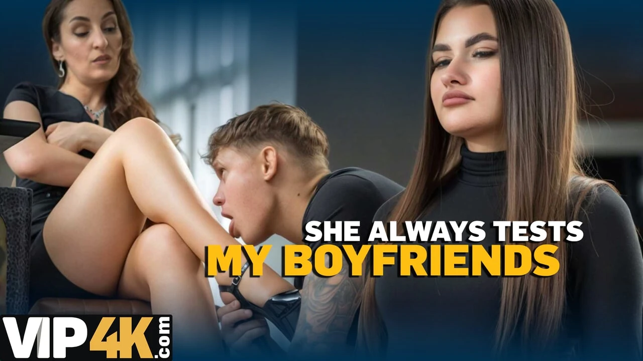 MOMMY4K. Hot MILF tests young lads in the bed
